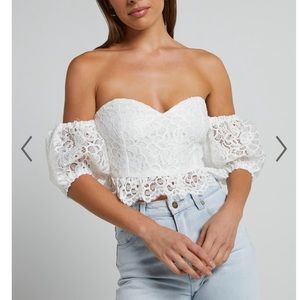 Showpo Fhely top-lace puff sleeve corset top